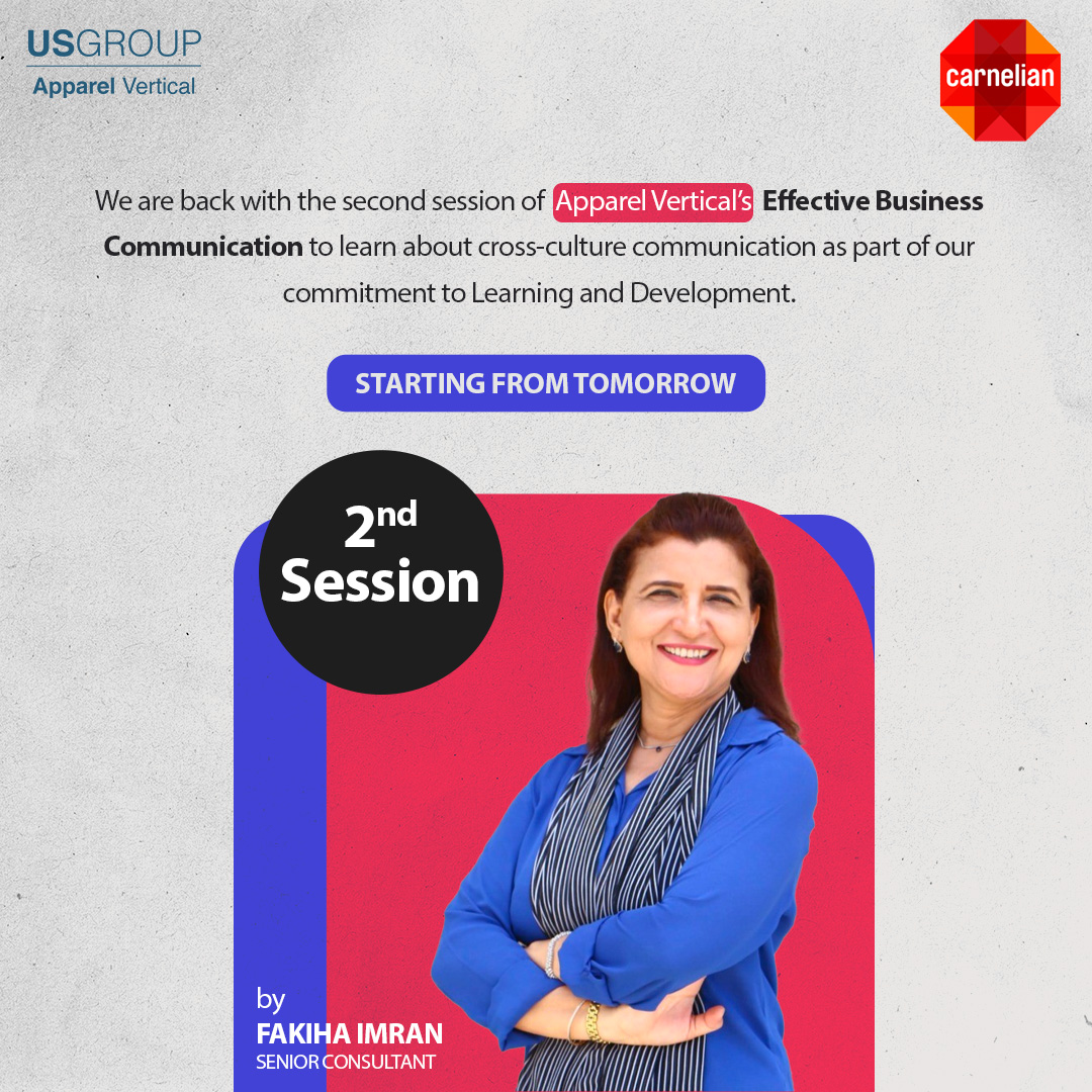 usapparelandtex's tweet photo. Our Apparel Vertical is ready for its second session on "Effective Business Communication" to nurture a culture propelling the productivity &amp; growth of employees. 📝📷 
#usgroup #learning #development #hr #trainings #productivity #knowledge #carnelian https://t.co/K6vjy4aqfa
