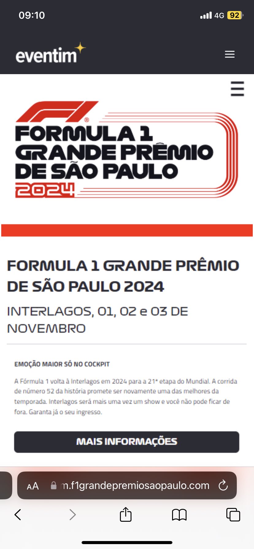 FORMULA 1 GRANDE PRÊMIO DE SÃO PAULO 2024