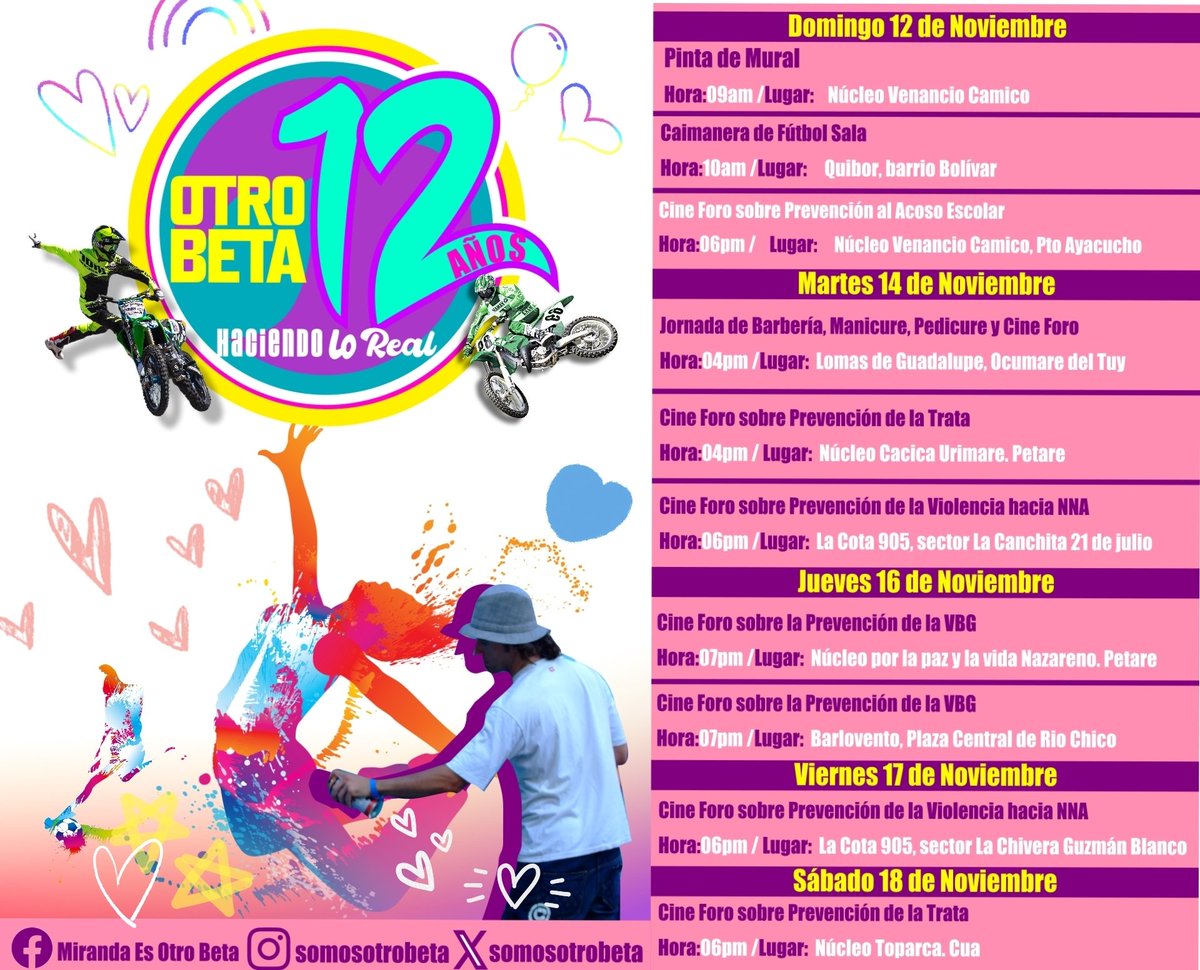 Celebramos nuestro mes #Aniversario con una programación llena de cultura, deporte, formación y alegría! Llegate 🔥🔥🔥❤️💪🏾 12 años #Haciendoloreal