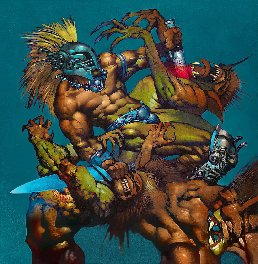 Simon Bisley - GODS video game painting (1990)
What an incredible cover for a video game!
 #simonbisley #simonbisleyart

#VideoGameCover #Spartan #EpicArtwork #GamingAdventure #RetroGaming #ClassicGames #OldSchoolGaming #VintageGames #GamingNostalgia #PixelArt #8Bit #ArcadeGames