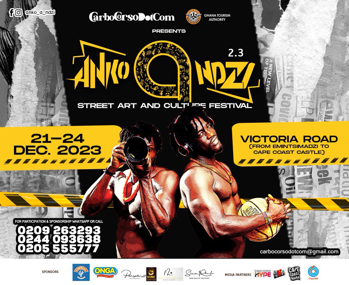 It’s all about the ANKO a NDZI Street Arts and Culture festival happening in Cape Coast this December from 21st -24th. 
#ankanz #streeetarts #culturefestival #viral #streetculture #foodfest #ghanafestivals #decemberinghana #ghanatourism #capecoast #tourism #dayparty #streetparty