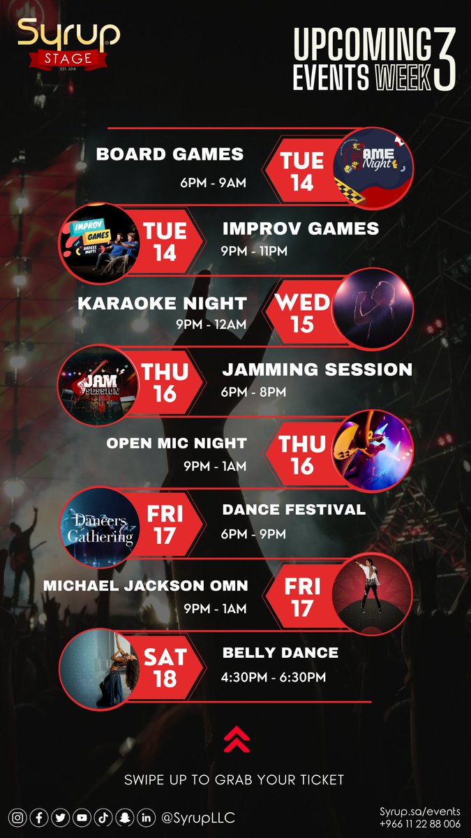 شيكو على جدول فعاليات هذا الاسبوع في  #مسرح #سيرب

 syrup.sa/event/ 🎵