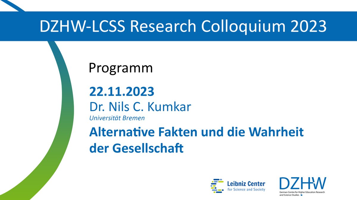 ✨Wir freuen uns auf den nächsten Gast des DZHW-LCSS Forschungskolloquiums: Nils Kumkar <a href="/FogelVlug/">nils kumkar</a>, U Bremen! Er spricht mit uns über seine aktuelle Forschung aus dem spannenden Bereich der "Alternativen Fakten". ⌚️16.15h, Lange Laube 32, 302 <a href="/DZHW_info/">DZHW</a> <a href="/wiss_reflexion/">Forum Wissenschaftsreflexion</a> <a href="/suhrkamp/">Suhrkamp Verlag</a>