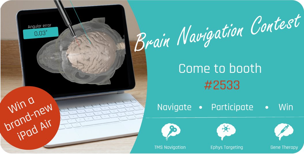 Come to booth 2533 at #SfN23 to win an iPad Air while experiencing next-level brain navigation.
We are looking forward to see you there! 😁