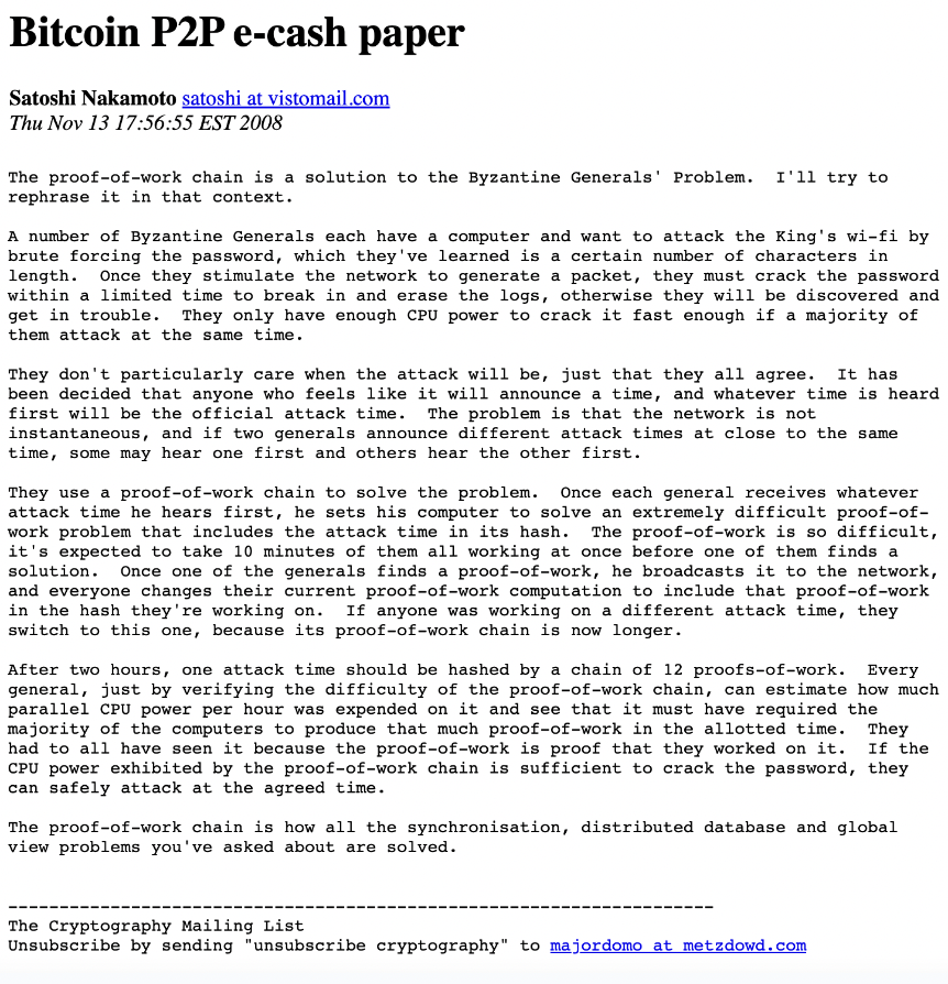 ✨ Satoshi Nakamoto explaining #Bitcoin's biggest scientific breakthrough at $0, exactly 15 years ago

One day it will win the Nobel Prize 🏆