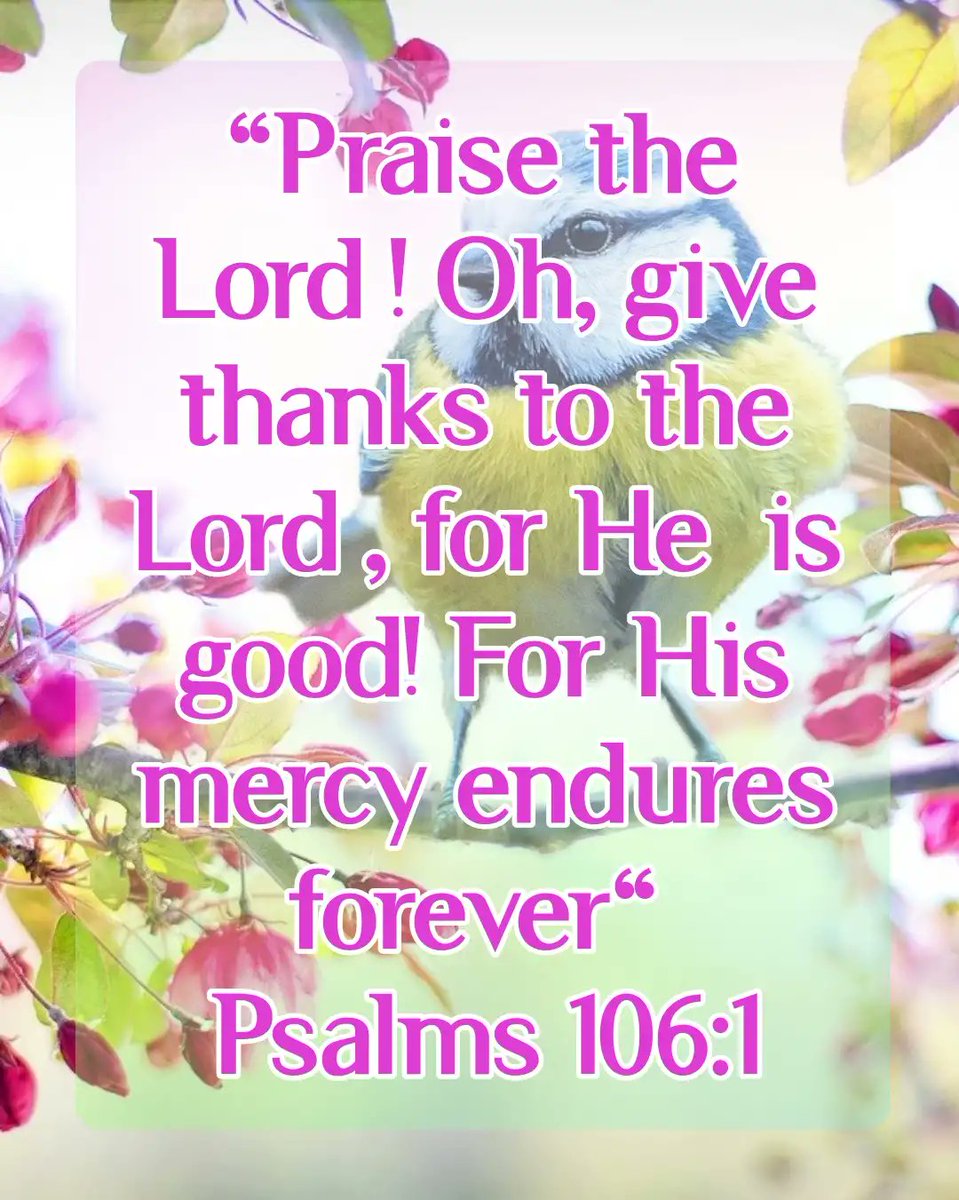 Psalms 106:1  Praise ye the LORD. O give thanks unto the LORD; for he is good: for his mercy endureth for ever. AMEN