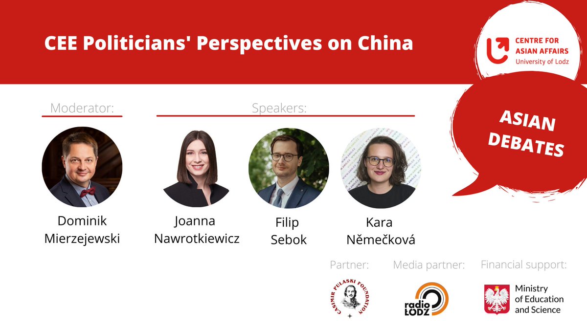 CAAUniLodz's tweet photo. Discover the viewpoints of Central and Eastern European (#CEE) politicians on #China by tuning into the most recent episode of #AsianDebates featuring @FilipSebok, @KaraNemeckova and @nawrotkiewiczj, moderated by @d_mierzejewski👉https://t.co/7FOWUusIcM🚨 https://t.co/JD7zDjvyDJ