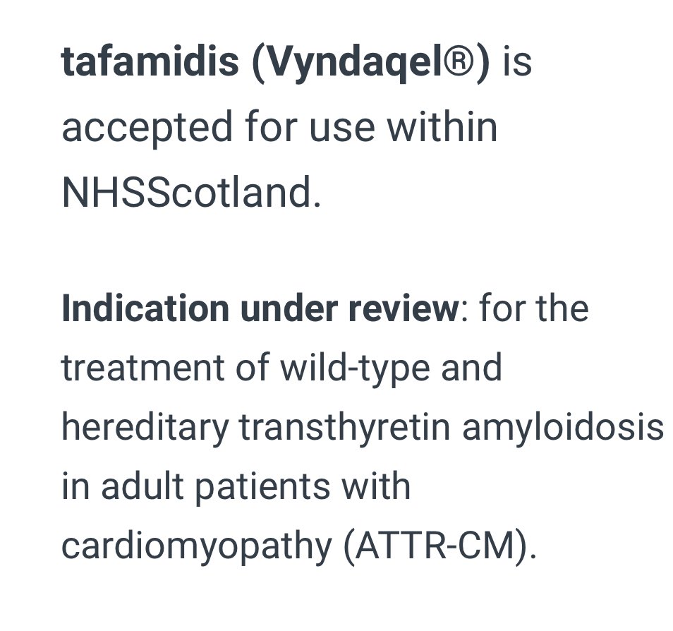 #Tafamidis approved for use in @NHSScotland for people with #ATTRCM

#amyloidosis @Pfizer_UK