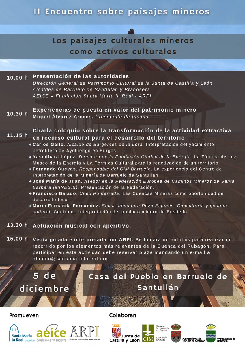 👉 Una iniciativa que promueven <a href="/FundacionSMLRPH/">Fundación Santa María la Real</a>, <a href="/ClusterAeice/">AEICE Clúster de Hábitat Eficiente</a> y #ARPI y con la colaboración de <a href="/jcyl/">Junta de Castilla y León</a>, Centro de Interpretación de la Minería, <a href="/aytobarruelo/">Ayuntamiento de Barruelo de Santullán</a> y Ayuntamiento de Brañosera   ¡Conoce al detalle la belleza de nuestros paisajes mineros! 👷‍♂️