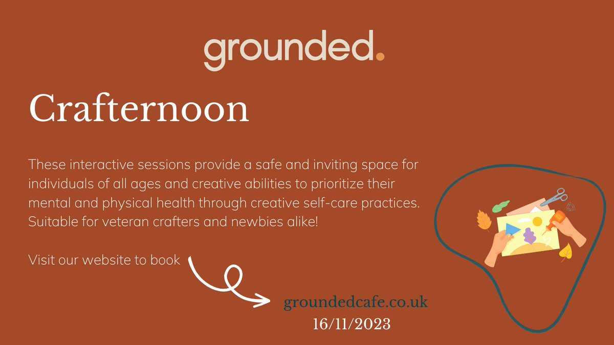 Happy Monday! We're excited to share the various activities happening at Grounded. If you're interested in registering or need more information, please visit our website at groundedcafe.co.uk.