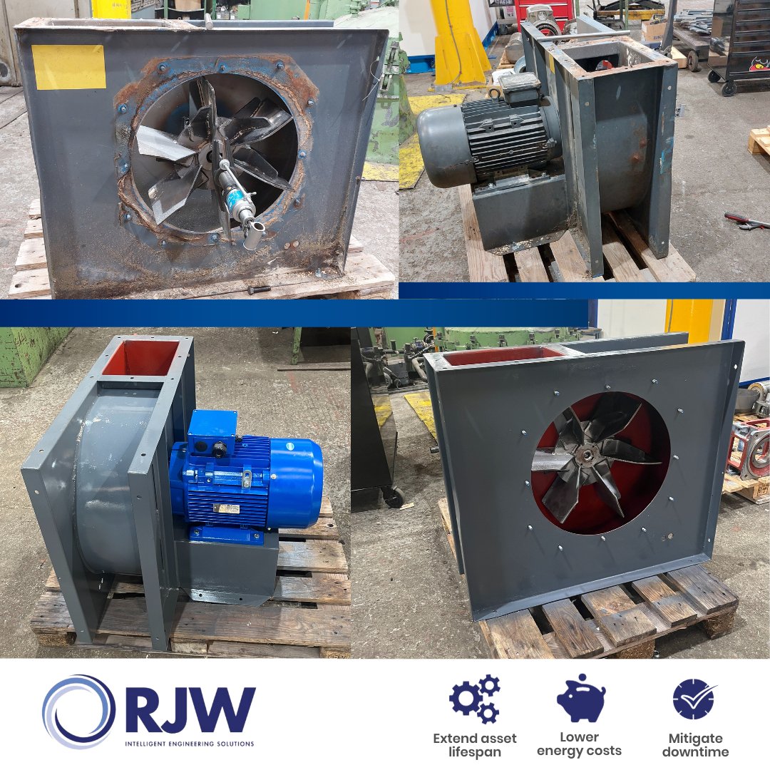 RJWEngineering's tweet image. RJW Manchester refurbished a fan unit in just a few hours. Our experienced engineers removed and balanced the fan, fitted a new motor, cleaned and sprayed the casing, and refitted the fan. 

#RJWEngineering #FanRepair #FanRefurbishment