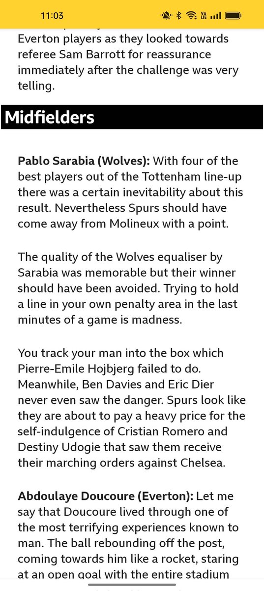 I know there are much more desperate situations in the world to concern us, but Garth Crooks boils my p*ss!! Wolves rarely get a player in his 'Team of the Week' but when we do, he does this. Every time!! 10 words about Sarabia and his performance 109 about the opposition