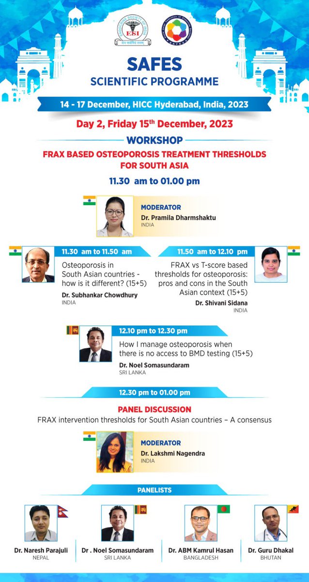 SAFES_endocrine's tweet photo. Join us for an insightful session on Frax-based Osteoporosis treatment thresholds tailored for South Asia. Let's uncover the insights for better bone health across our diverse region🦴✨
#SAFESSUMMIT2023
#HeartsmeetatHyderabad https://t.co/MbJ6rp5ReF