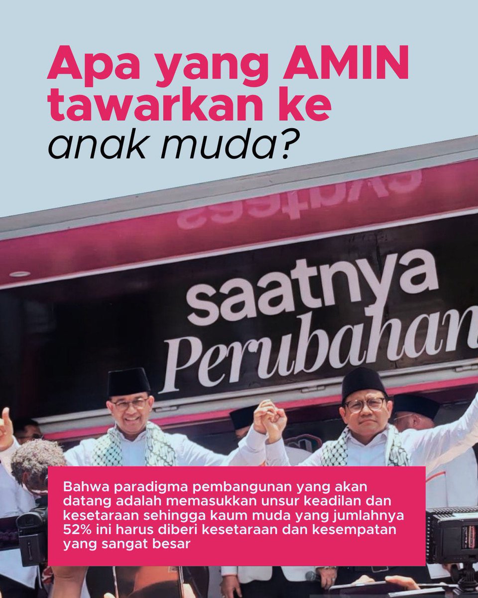 uplnkk's tweet photo. 3 langkah tawaran, kesempatan, peluang utk anak muda

@aniesbaswedan 
@cakimiNOW 
@DPP_PKB 

#AMINPeduliKaumMuda
#AniesMuhaimin2024 https://t.co/bXgWl7rfg8