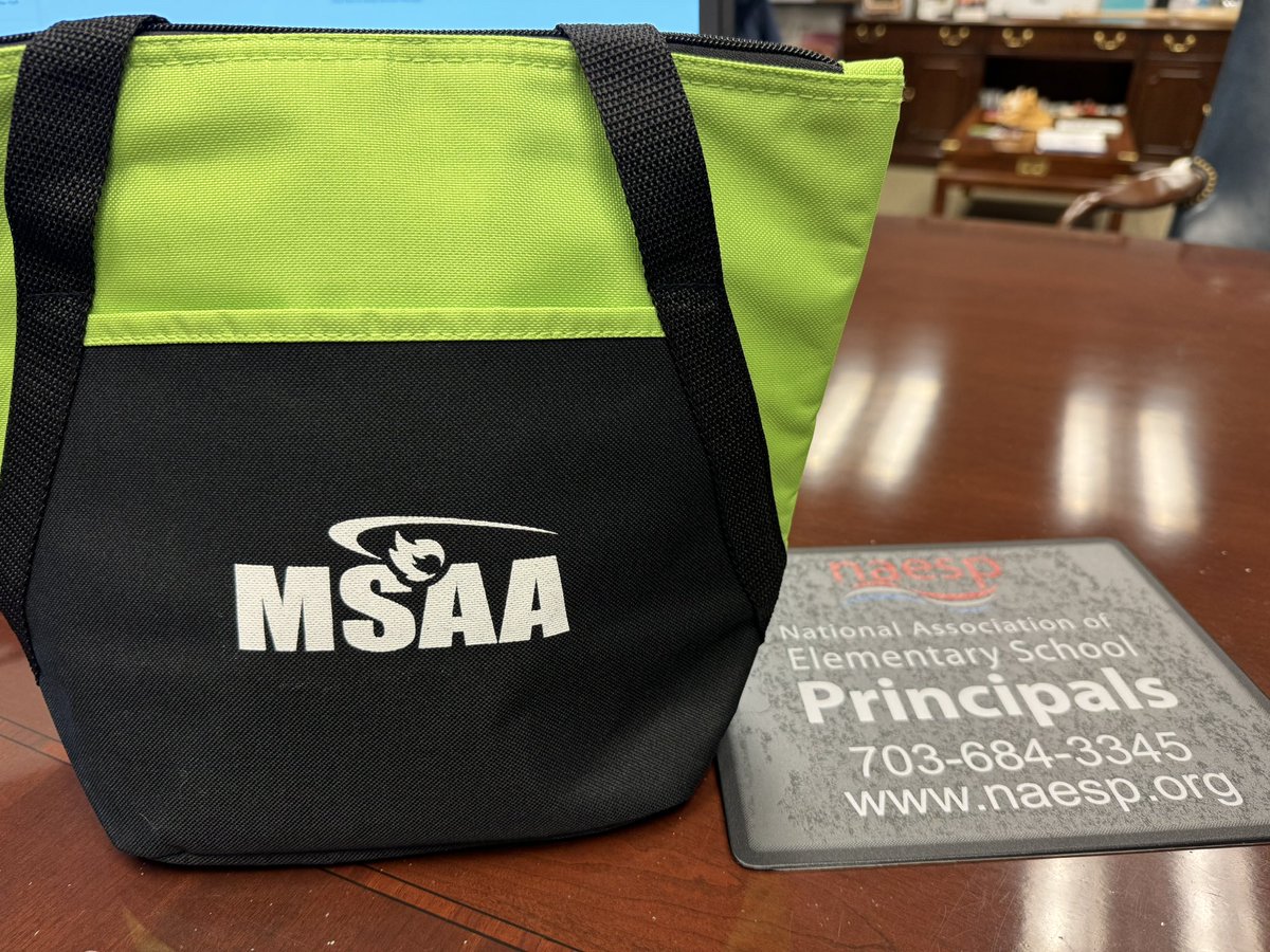 Happy to be using some @MSAA_33 swag in the @NAESP office today! @PrincipalJQuinn