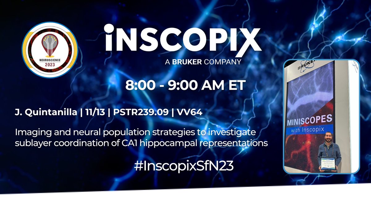 Inscopix (@inscopix) on Twitter photo Day 3 of #SfN23 – grab your ☕ and head to the first poster session! Join <a href="/Inscopix/">Inscopix</a> tech award winner 🥇 <a href="/JuanPQuinta/">Juan Pablo Quintanilla</a> & the team from <a href="/LMPrida/">Liset M de la Prida</a> lab as they unveil groundbreaking research on Hippocampal Sublayer Coordination. Don't miss their poster! ⬇️ hubs.ly/Q028Cbrt0 Day 3 of #SfN23 – grab your ☕ and head to the first poster session! Join <a href="/Inscopix/">Inscopix</a> tech award winner 🥇 <a href="/JuanPQuinta/">Juan Pablo Quintanilla</a> & the team from <a href="/LMPrida/">Liset M de la Prida</a> lab as they unveil groundbreaking research on Hippocampal Sublayer Coordination. Don't miss their poster! ⬇️ hubs.ly/Q028Cbrt0