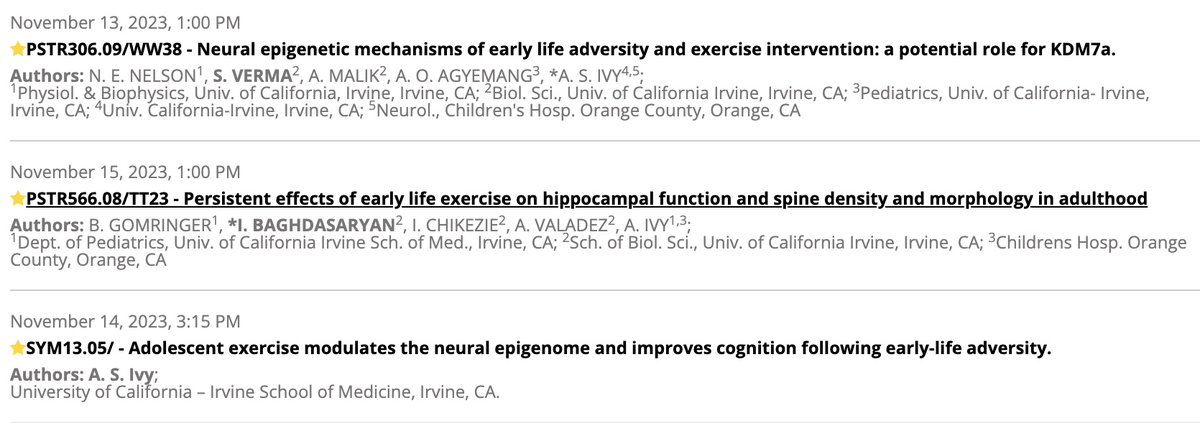 Finally arrived at @SfNtweets and very excited for our lab's posters and talks this year. Come find us if you're interested in cell-type specific #epigenetic regulation, early-life stress, and #exercise intervention models for cognition!
