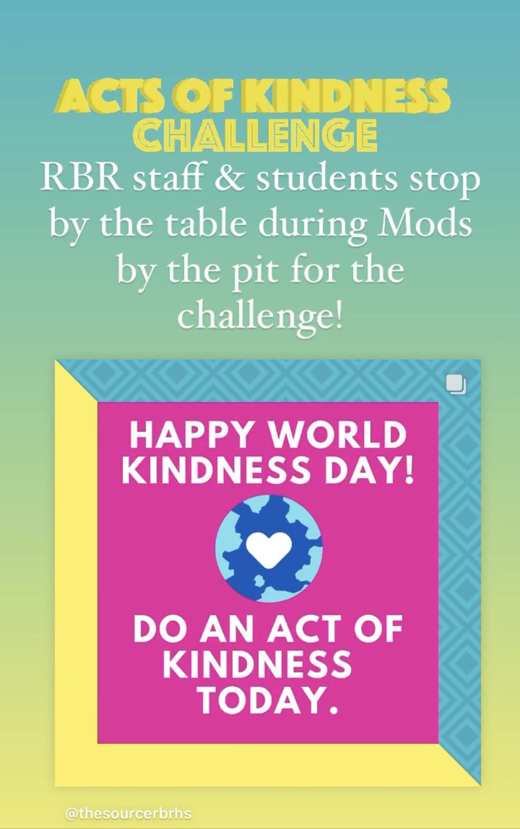 Celebrate World Kindness Day by doing an intentional act of kindness! @rbrea9 @rbrhs @rbrathletics