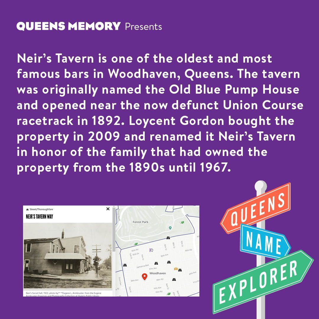 QueensMemory's tweet photo. Our #featureofthemonth is a historic gem in #Woodhaven. @neirstavern has appeared in films like "Goodfellas" & “Tower Heist." It had many owners and a colorful history. The intersection of 78th St at 88th Ave, is co-named in its honor: https://t.co/ZGkrzlILiq #QueensExplore https://t.co/hkwMtAXeQK