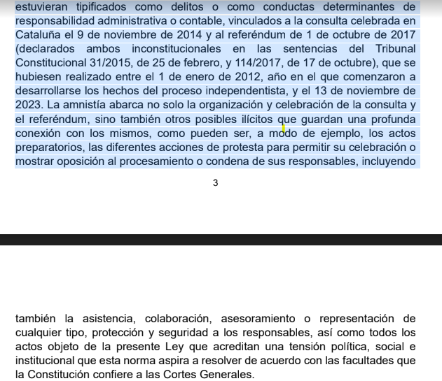 dlacalle's tweet photo. La ley de amnistía es mucho peor de lo que temíamos. No solo compara esta vergüenza con la de 1977 (un cambio de régimen) y retuerce ejemplos para decir que es habitual a la vez que confiere poderes al parlamento por encima de las leyes que no tiene, sino que compra todo el argumentario separatista y exonera a cualquiera que les parezca que quepa en su amplísima definición, desde malversación a terrorismo.
