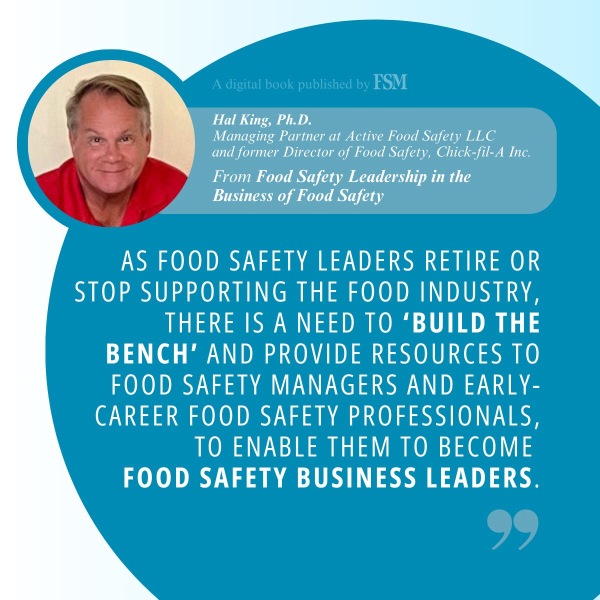 In the Introduction for “Food Safety Leadership in the Business of Food Safety” Dr. Hal King sets the stage by defining food safety business leadership and explaining the present need for the book's insights. #foodsafety

📚Download the FREE digital book: brnw.ch/21wEoAh