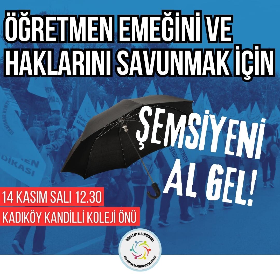 ◾Şemsiyeni Al Gel!◾

Bir Hakkı Yaşatmak 
Onun Arkasında Duranların
Yanında Olmayı Gerektirir.

Öğretmene Kalkan Elleri İndireceğiz.

Salı 🕧12.30
Kandilli Koleji Önü
Hasanpaşa/Kadıköy