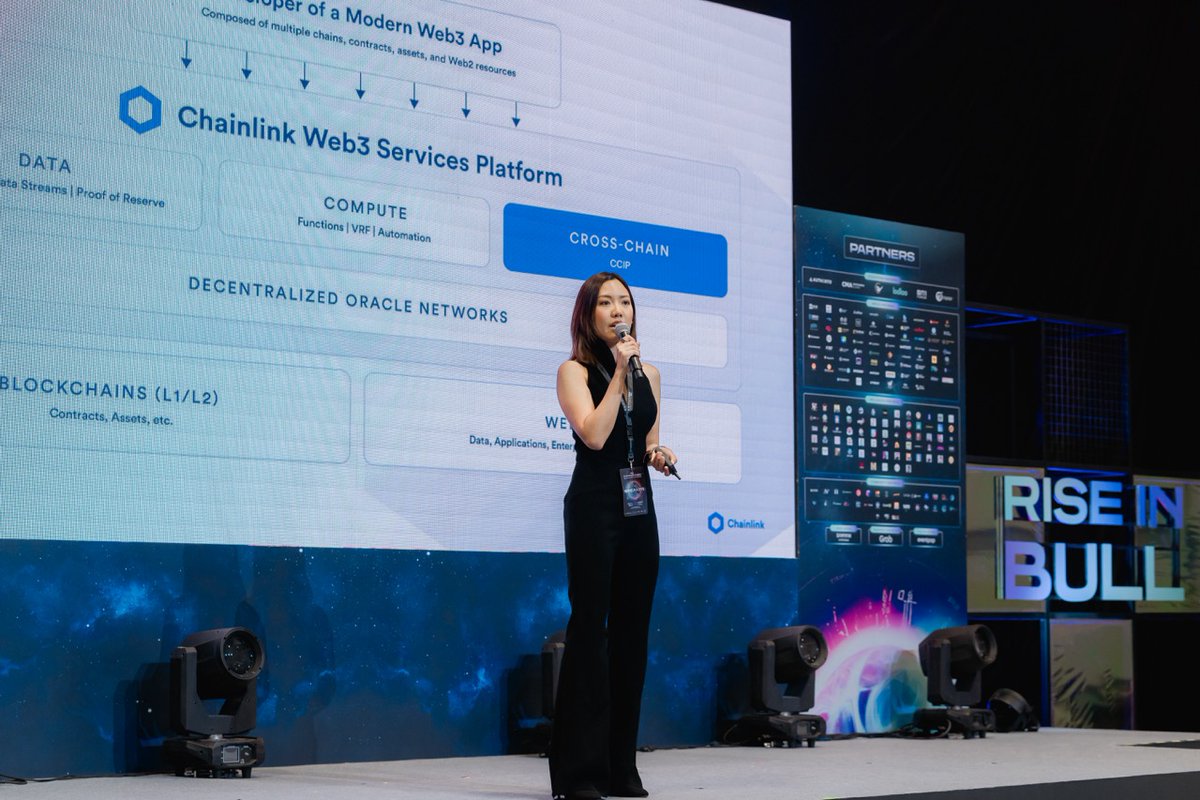 我们的企业和RWA业务负责人Namd Teotrakool在@BGTHOfficial上发表了主题为“通过#Chainlink  CCIP解锁现实世界资产采用”的演讲。 Chainlink Labs正在与Swift和12家全球金融机构合作，利用Chainlink  CCIP实现跨链操作能力。 CCIP = 可互操作的世界。