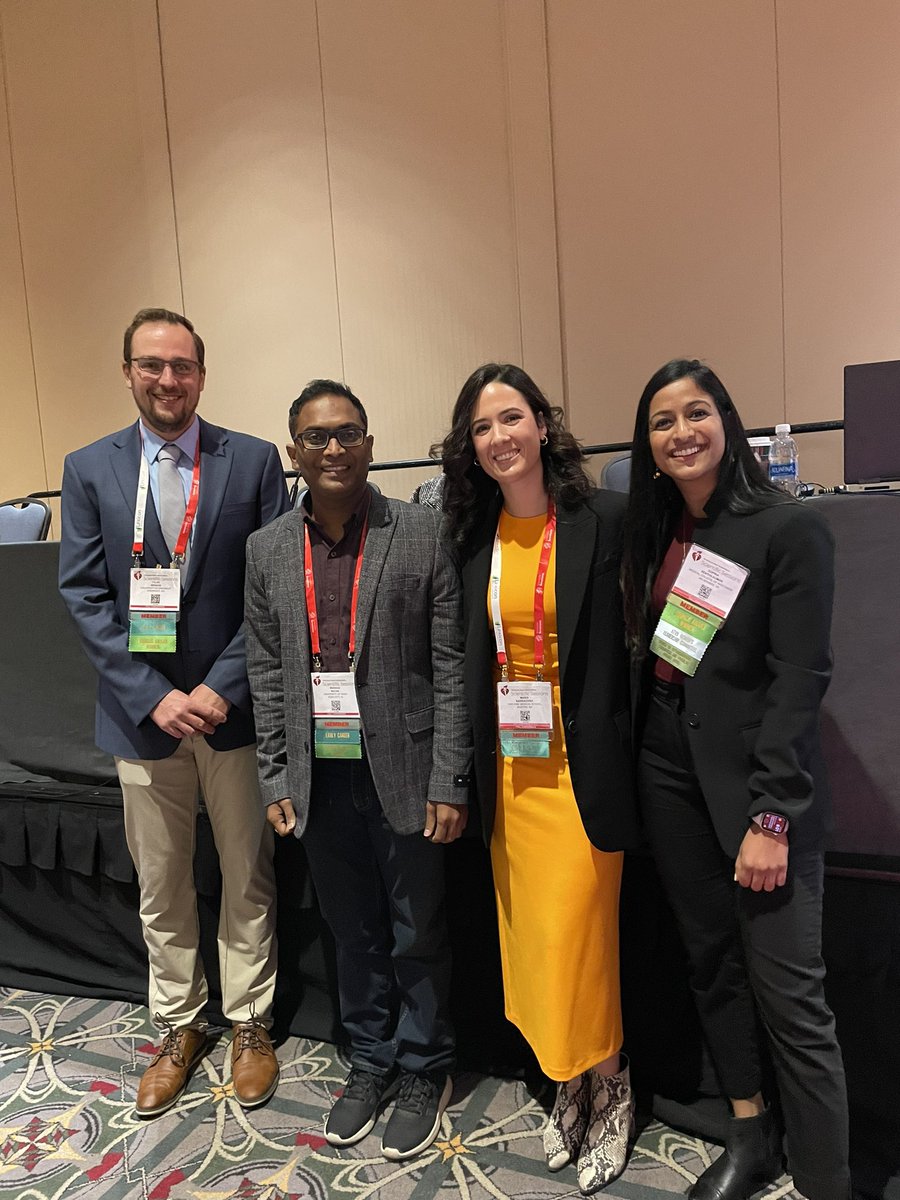The #AHA23 <a href="/ATVBEarlyCareer/">ATVB Early Career Committee</a> Elaine W. Raines Early Career Investigator Award Competition is on!! Congratulations to our finalists: María Barrachina <a href="/nubama/">Maria N. Barrachina</a>, Manasa Nayak <a href="/manasbiotech/">Dr. Manasa K. Nayak</a>, Gopika SenthilKumar <a href="/gogo_gopss/">Gopika SenthilKumar, PhD</a> and Tyler Benson <a href="/TylerWBenson/">Tyler W Benson PhD</a>. Best of luck!
