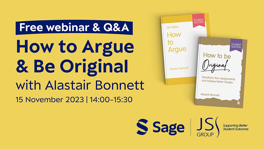 Sage_Methods's tweet image. It's this Wednesday!

Join Alastair Bonnett and @‌JSGroupHE to uncover the secrets of winning #arguments, original ideas and better grades.

Sign up now for the free webinar: ow.ly/oR4i50PYFtL