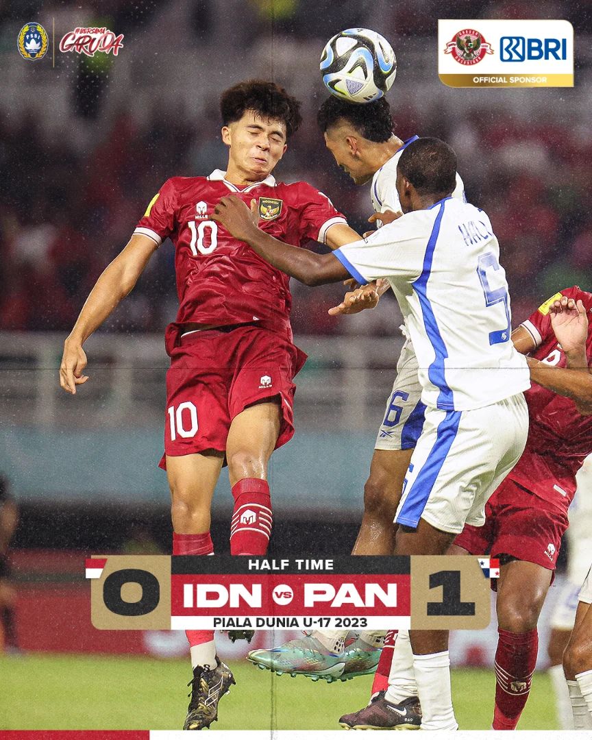 HALF TIME:

INDONESIA 0-1 PANAMA

Ayo, Balas di Babak Kedua....!!🇮🇩🦅

#TimnasDay #BersamaGaruda #GarudaMendunia #PialaDuniaU17 #WorldCupU17