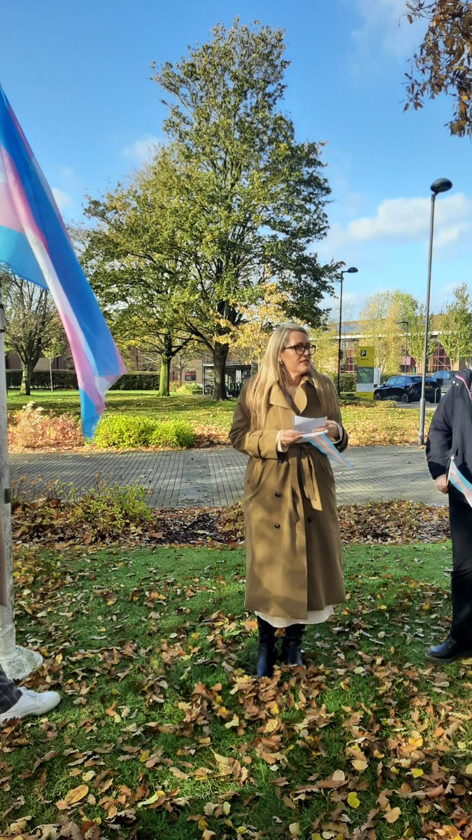 It's #TransAwarenessWeek. Good to see so many supporting the flag raising <a href="/UniofHerts/">University of Hertfordshire</a> today! <a href="/uhequality/">Equality Diversity & Inclusion Office</a> <a href="/HertsSU_LGBT/">HertsSU LGBT+</a> @hertssu @sarahjaneflynn