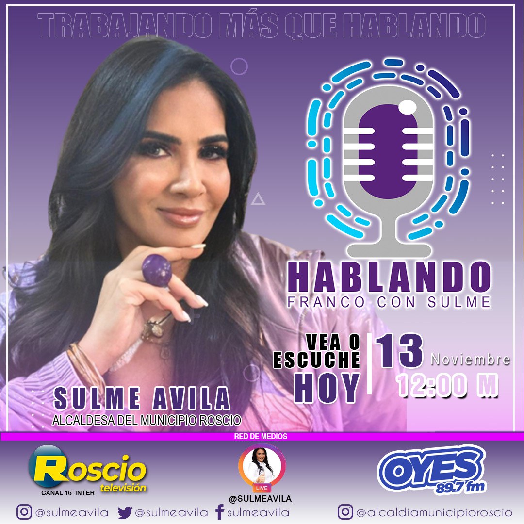 sulmeavila's tweet photo. #13Nov Feliz Inicio de Semana, estaremos dando información a nuestro pueblo Rosciano #Hoy en #HablandoFranco por @rosciotv  a partir de las 12m. 

#TrabajandoMásQueHablando https://t.co/xQ4houyY2O