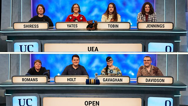 Roger Tilling (@rogertilling) on Twitter photo Tonight is a bit of a milestone for me. According to our questions editor Tom's meticulous records it's my 1000th episode of #UniversityChallenge! Here's to the next 1000 with the brilliant <a href="/amolrajan/">Amol Rajan</a>!
Good luck to <a href="/uniofeastanglia/">UEA</a> and <a href="/OpenUniversity/">The Open University</a> 8.30 on <a href="/BBCTwo/">BBC Two</a>/<a href="/BBCiPlayer/">BBC iPlayer</a> Tonight is a bit of a milestone for me. According to our questions editor Tom's meticulous records it's my 1000th episode of #UniversityChallenge! Here's to the next 1000 with the brilliant <a href="/amolrajan/">Amol Rajan</a>!
Good luck to <a href="/uniofeastanglia/">UEA</a> and <a href="/OpenUniversity/">The Open University</a> 8.30 on <a href="/BBCTwo/">BBC Two</a>/<a href="/BBCiPlayer/">BBC iPlayer</a>
