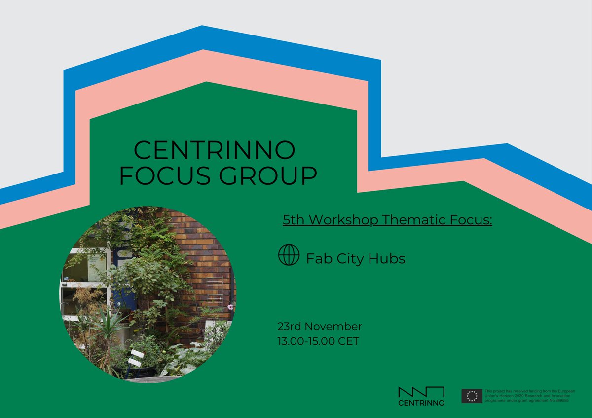 🔥10 days to go for the final workshop of #CENTRINNOeu on the topic of #FabCityHubs🏙️
⚡️Register for free here 👉 centrinno.eu/event/fab-city…
📅 23 November
⏲️ 13-15 CET
👥Our pilot cities will join us &amp; you will have the opportunity to gain insights from their local work🛠️
#H2020