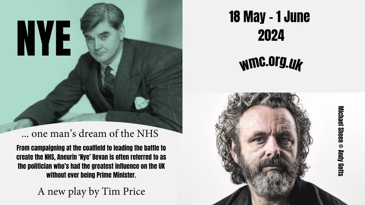 Aneurin ‘Nye’ Bevan is often referred to as the politician who’s had the greatest influence on the UK without ever being PM.  Confronted with death #MichaelSheen is #NyeBevan in a surreal & spectacular journey through the life & legacy of the man who transformed the welfare state