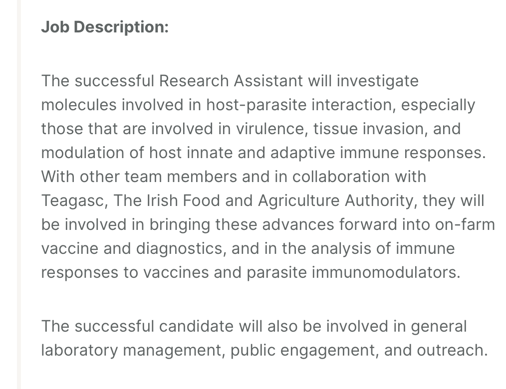 MPL_UniOfGalway's tweet photo. ❗️We are hiring!❗️
Two one-year Research Assistant positions are available in our laboratory.
Experience with immuno-techniques, recombinant DNA methods &amp; basic biochemistry required. 
Deadline 24th of November.
More information &amp; application:
https://t.co/BhMklQtE1E
Please share https://t.co/8j9MwPEyAQ