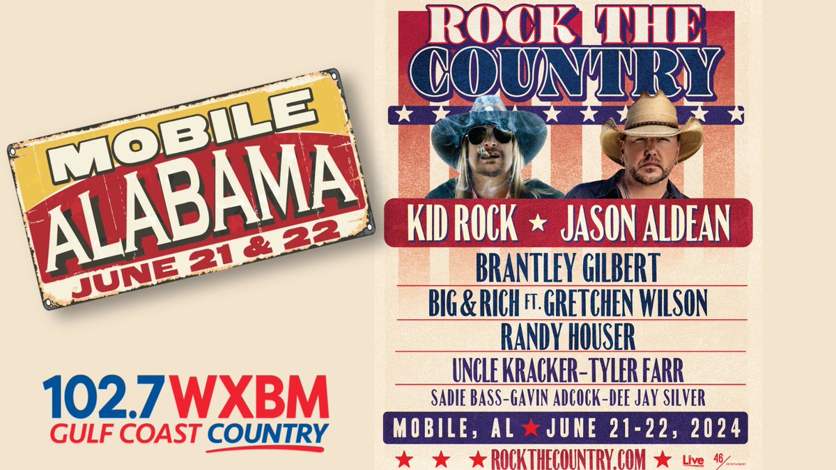 1027_WXBM's tweet image. JUST ANNOUNCED!!  Rock the Country at The Grounds in Mobile, AL June 21st &amp;amp; June 22nd.

Tickets on sale this Friday, Nov 17th.

Sign up for presale at RockTheCountry.com

WIN Tickets at 4:30pm every afternoon this week with Qtip