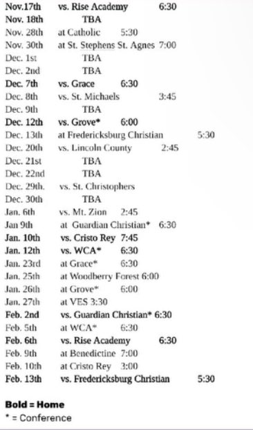 Here is my season schedule.

*I will post again if there is any updates.*