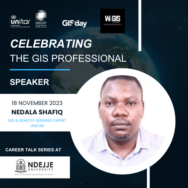 UNOSAT's tweet photo. 🌎We're proud to announce our collaboration and participation in this year's #GISDay2023 cerebrations with Women in GIS Uganda &amp; @NdejjeUnive.

Let's meet our expert @nedala_shafiq on 18 Nov on a #Careertalk in GIT

@WiGIS_UG @osmuganda @Bigsolutionsgrp https://t.co/jcBWTvkaIp