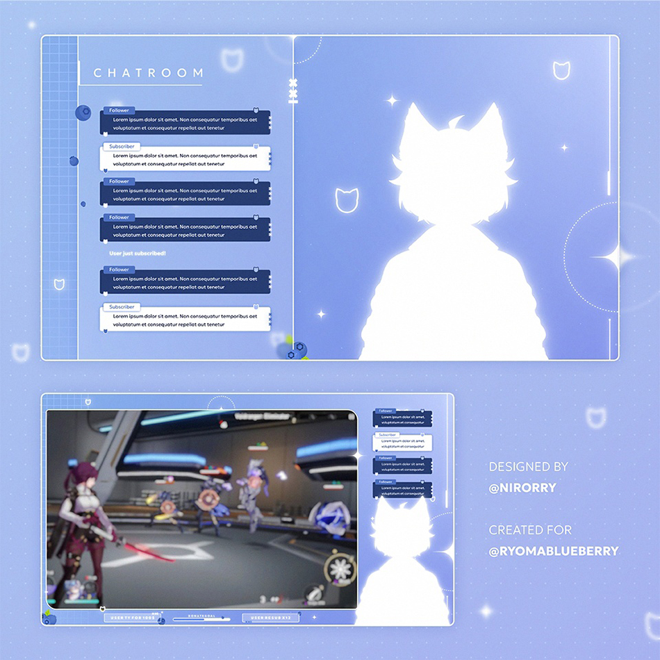 rorynth's tweet photo. Hey, I'm Rorry, a freelance visual designer and i love make designs for content creators 💜 I hope you like my work

#VTuberAssets #Overlay #Widget #VGenCode https://t.co/pslrArYbbb
