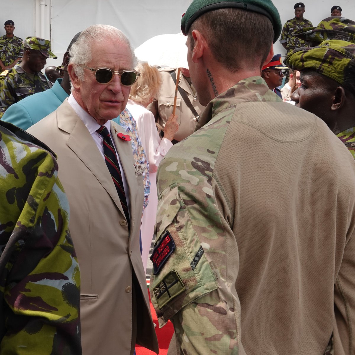 RoyalMarines's tweet photo. On the occasion of his 75th birthday, the Royal Marines send a hearty 'many happy returns' to His Majesty the King, Captain General Royal Marines, pictured here earlier this month meeting a commando training team instructing Kenyan marines. https://t.co/XC3IfHrggn