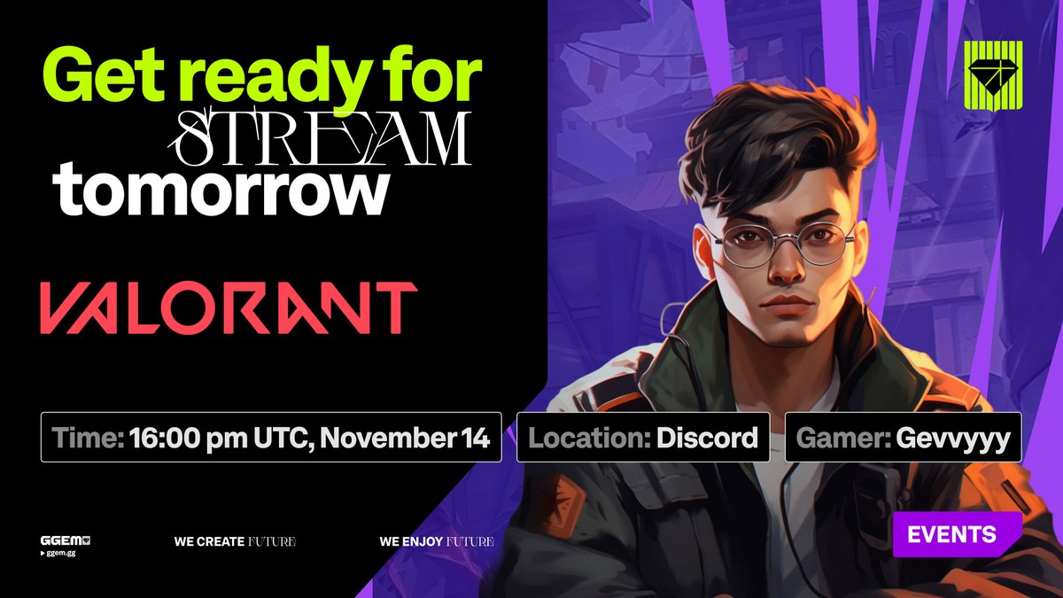 🌊🏄‍♂️ GET READY FOR THE VALORANT STREAM TOMORROW! 🎥

We are going to play Valorant together with our talented streamer Gevvyyy. Get more details down below ⬇️

🎮 Game: <a href="/VALORANT/">VALORANT</a> is a team-based first-person tactical hero shooter set in the near future. Players play as one of a