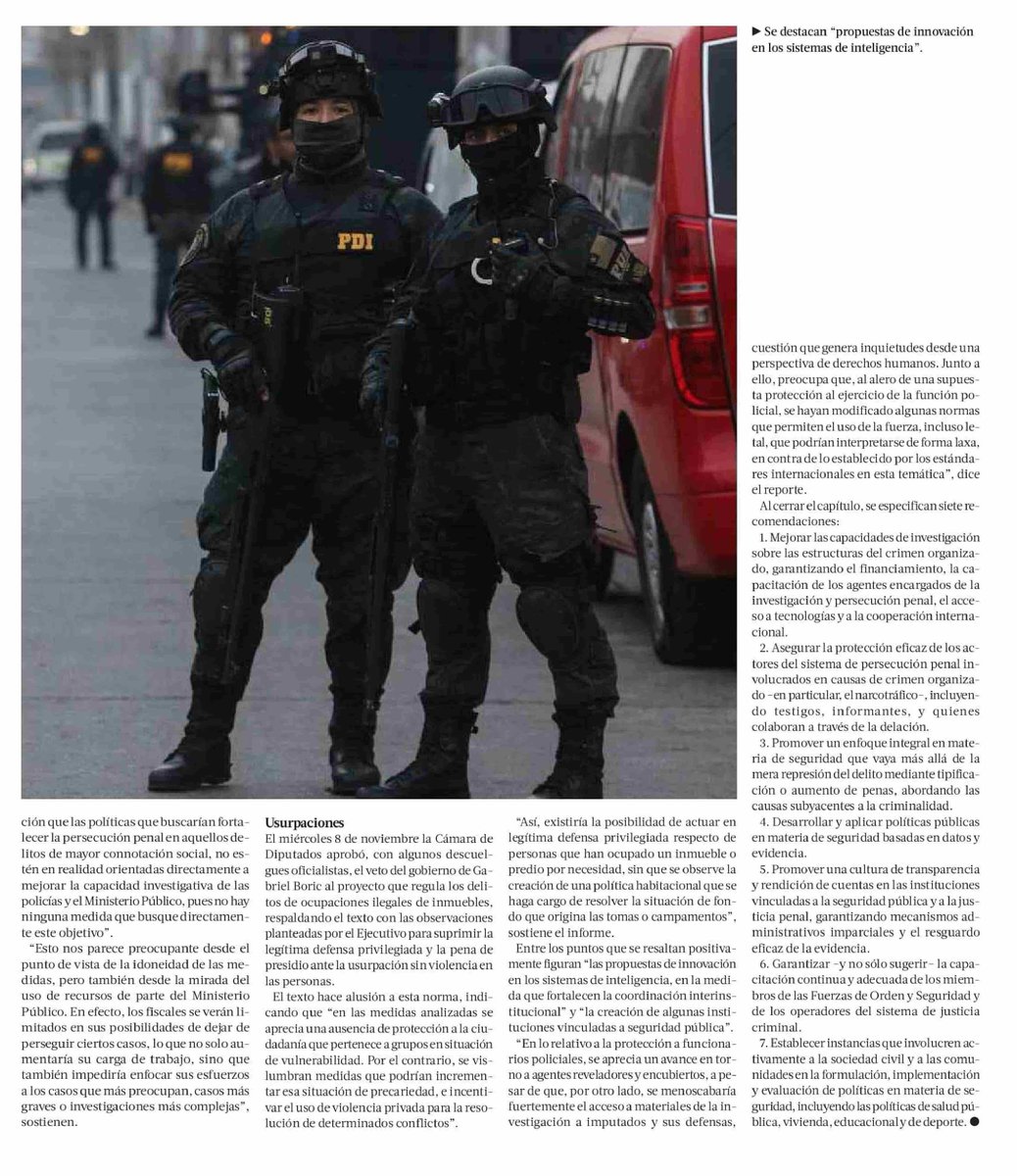 A la espera del lanzamiento de nuestro Informe Anual sobre Derechos Humanos en Chile 2023 <a href="/ddhh_udp/">Centro DDHH UDP</a> (mañana martes 14/11, 12.30 horas en Av. República 105), compartimos la siguiente nota publicada hoy por <a href="/latercera/">La Tercera</a>, sobre el capítulo «Medidas estatales en materia de seguridad»✔️