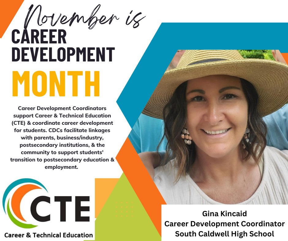 Caldwell County CTE (@cte_caldwellco) on Twitter photo November is Career Development Month! Today we want to celebrate Gina Kincaid! She is the Career Development Coordinator for South Caldwell High School. We appreciate you and all you do for your students! #caldwellschoolscte <a href="/CaldwellVoice/">CaldwellSchoolSystem</a> #ctefornc November is Career Development Month! Today we want to celebrate Gina Kincaid! She is the Career Development Coordinator for South Caldwell High School. We appreciate you and all you do for your students! #caldwellschoolscte <a href="/CaldwellVoice/">CaldwellSchoolSystem</a> #ctefornc
