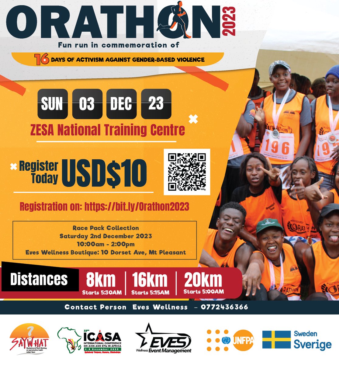 SAYWHATOrg's tweet photo. 🏃‍♀️🏃‍♂️ Run for a Purpose, Run for Fun! 
Join us for the Orathon on Dec 3, 2023, as we take a stand against GBV during the 16 days of activism. Register now and be part of the movement!

Register here: https://t.co/vnct8fx2gA
Let's run together &amp; raise awareness. 
#16DaysOfActivism https://t.co/MZLH9lRUbX