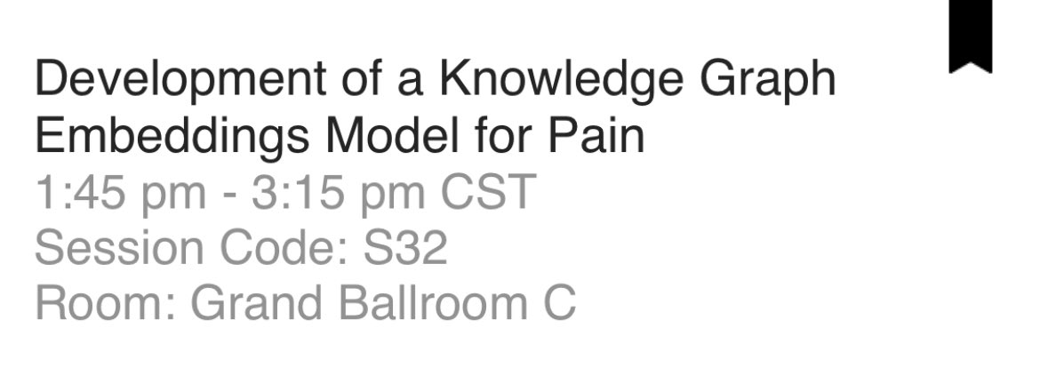 I’m presenting some of my PhD work at #AMIA2023 this afternoon! Do come along to hear more about #KGE models for #pain