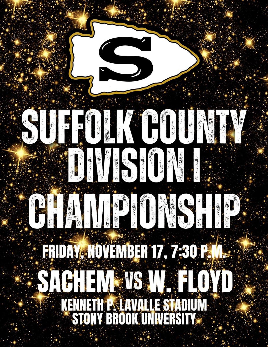 CHAMPIONSHIP WEEK: Get ready for Friday. Enjoy the moment. Live for victory. Make history. Carry on our Tradition of Excellence. 

And don't forget to get your tickets in advance: 
gofan.co/event/1229245?…

#MadeInSachem 🏹