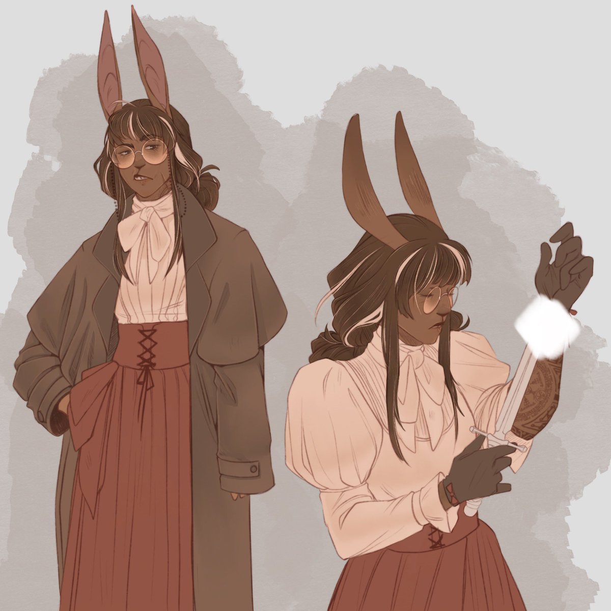 D_letion's tweet image. As my regency dnd game comes to a close a chance for a Victorian strahd game emerges!

So naturally I wanted a blood magic wizard bunny character.