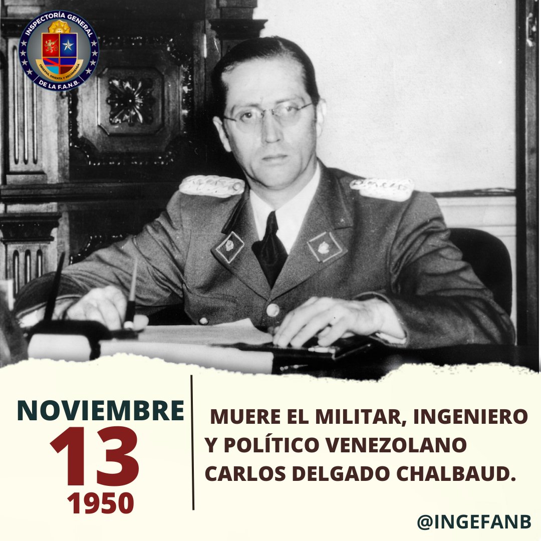 INGEFANBoficial's tweet photo. #13Nov | En 1950, muere el Cnel Carlos Delgado Chalbaud, fue militar, ingeniero y político. Presidente de la junta militar de gobierno de los EE.UU de Venezuela, que derrocó al Presidente Rómulo Gallegos,el 24 de noviembre de 1948, hasta su muerte durante un secuestro en Caracas. https://t.co/bSRoEkLqoe