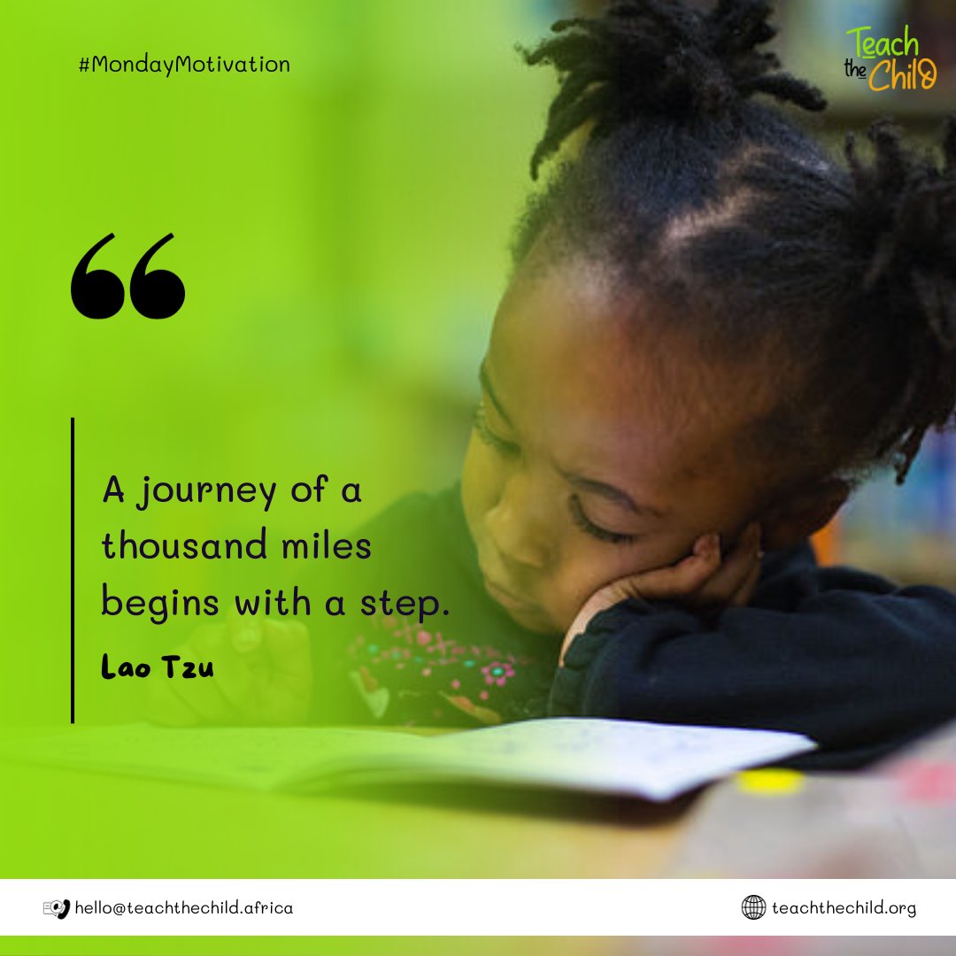 What step will you take today to move closer to your educational goals? Remember, it begins with one step! 📚🌈 

#MondayMotivation #educationinspiration #TeachtheChildAfrica #TeachtheChild #sdg4 #learningspacesforsdg4